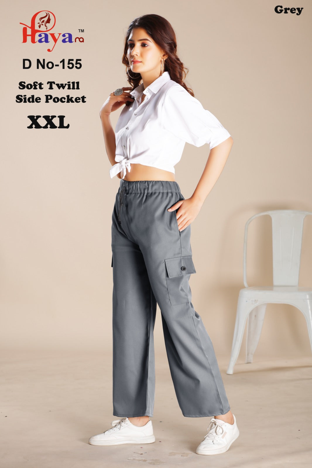 Design 155 Hanso Twill Women Cargo Pants Wholesale Price