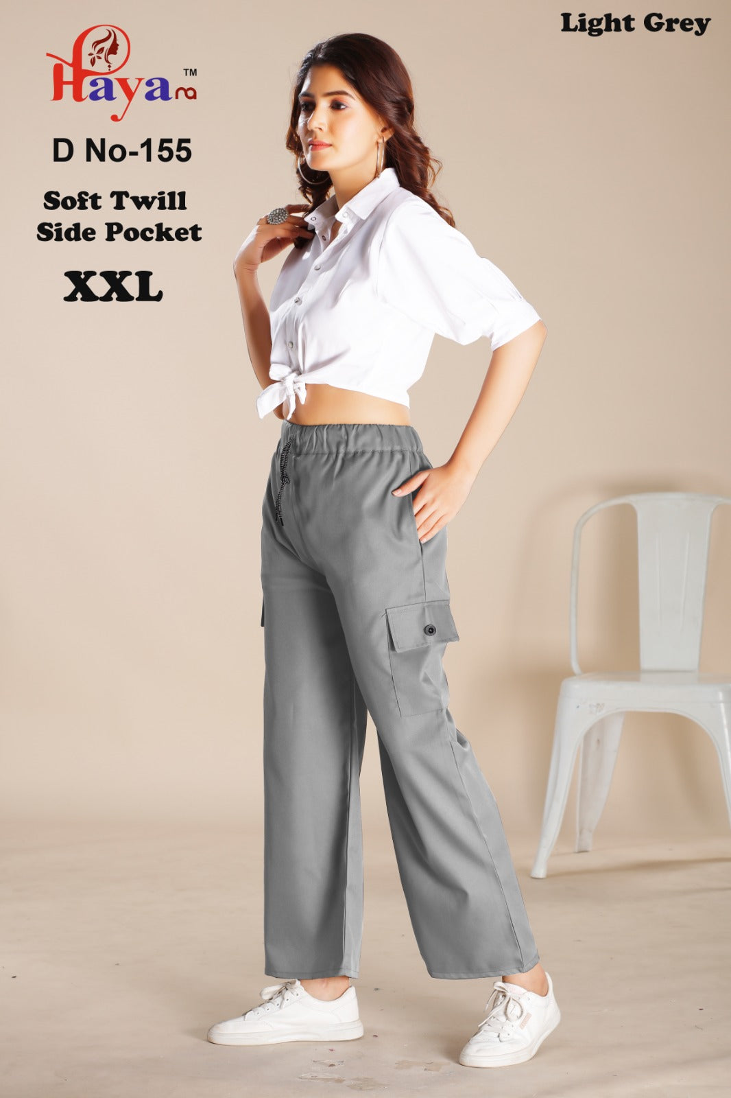Design 155 Hanso Twill Women Cargo Pants Wholesale Price