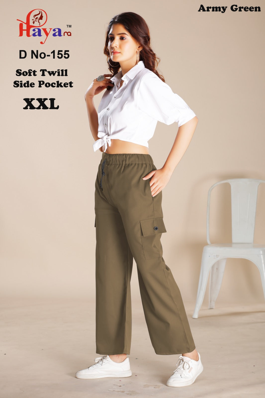 Design 155 Hanso Twill Women Cargo Pants Wholesale Price