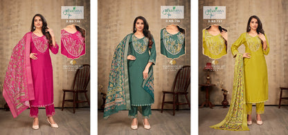 Design 156-158 Sai Krishna Dzi Vatican Readymade Pant Style Suits Exporter Gujarat