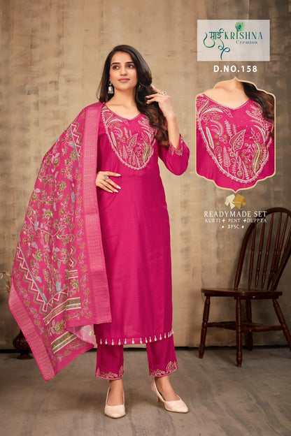 Design 156-158 Sai Krishna Dzi Vatican Readymade Pant Style Suits Exporter Gujarat