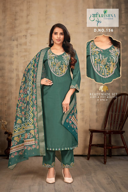 Design 156-158 Sai Krishna Dzi Vatican Readymade Pant Style Suits Exporter Gujarat