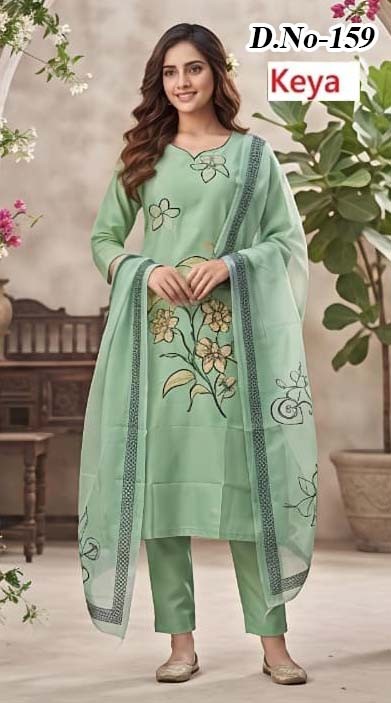 Design 156-162 Keya Roman Silk Readymade Pant Style Suits Supplier