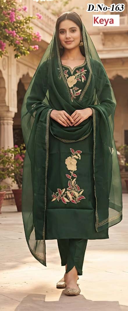 Design 156-162 Keya Roman Silk Readymade Pant Style Suits Supplier