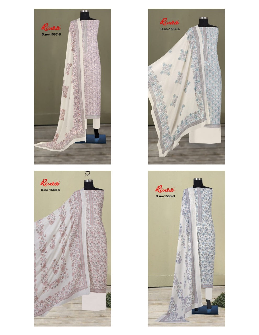 Design 1567 1568 Rivaa Pashmina Suits Wholesaler