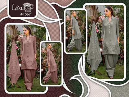 Design 1567 Laxuria Trendz Satin Pakistani Readymade Suits Exporter India