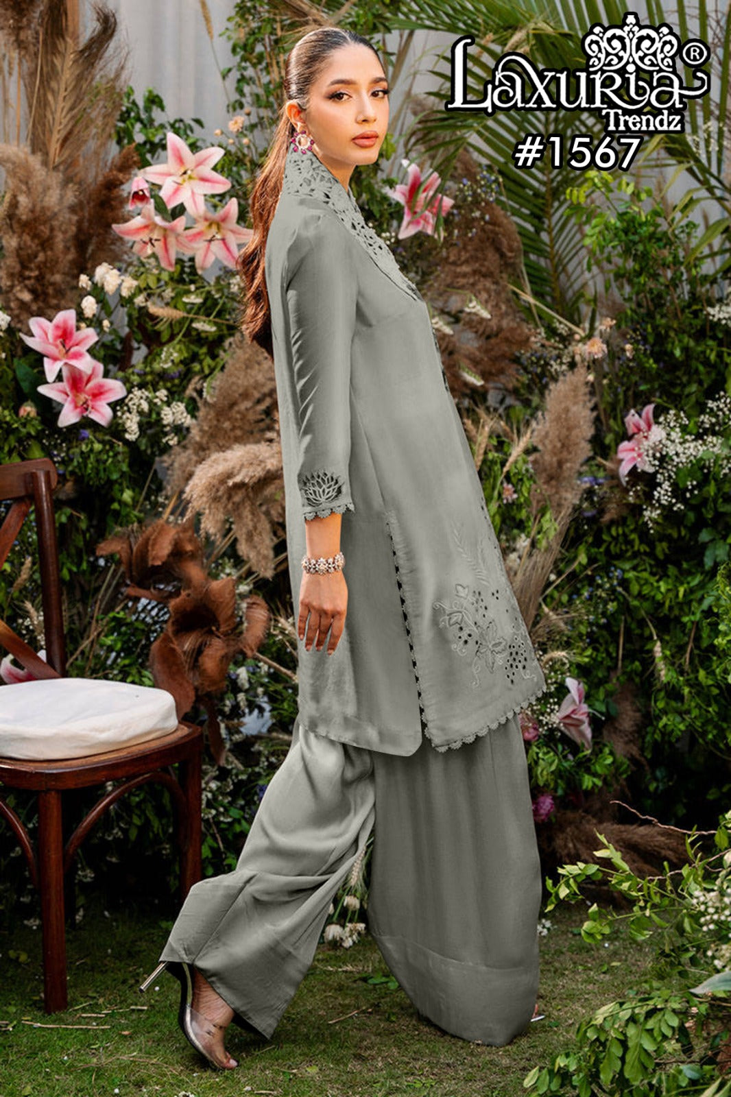 Design 1567 Laxuria Trendz Satin Pakistani Readymade Suits Exporter India