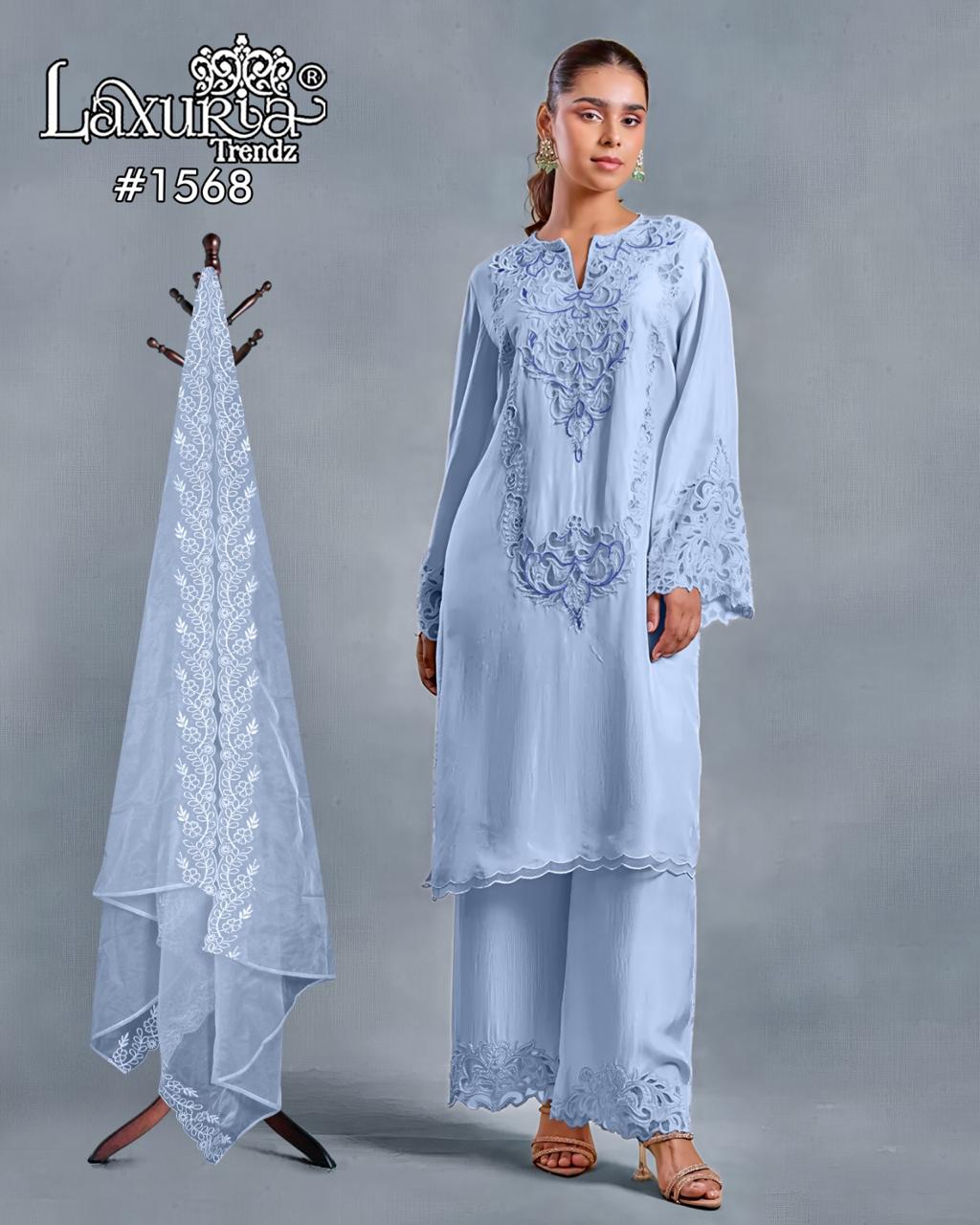 Design 1568 Laxuria Trendz Imported Pakistani Readymade Suits Exporter Ahmedabad