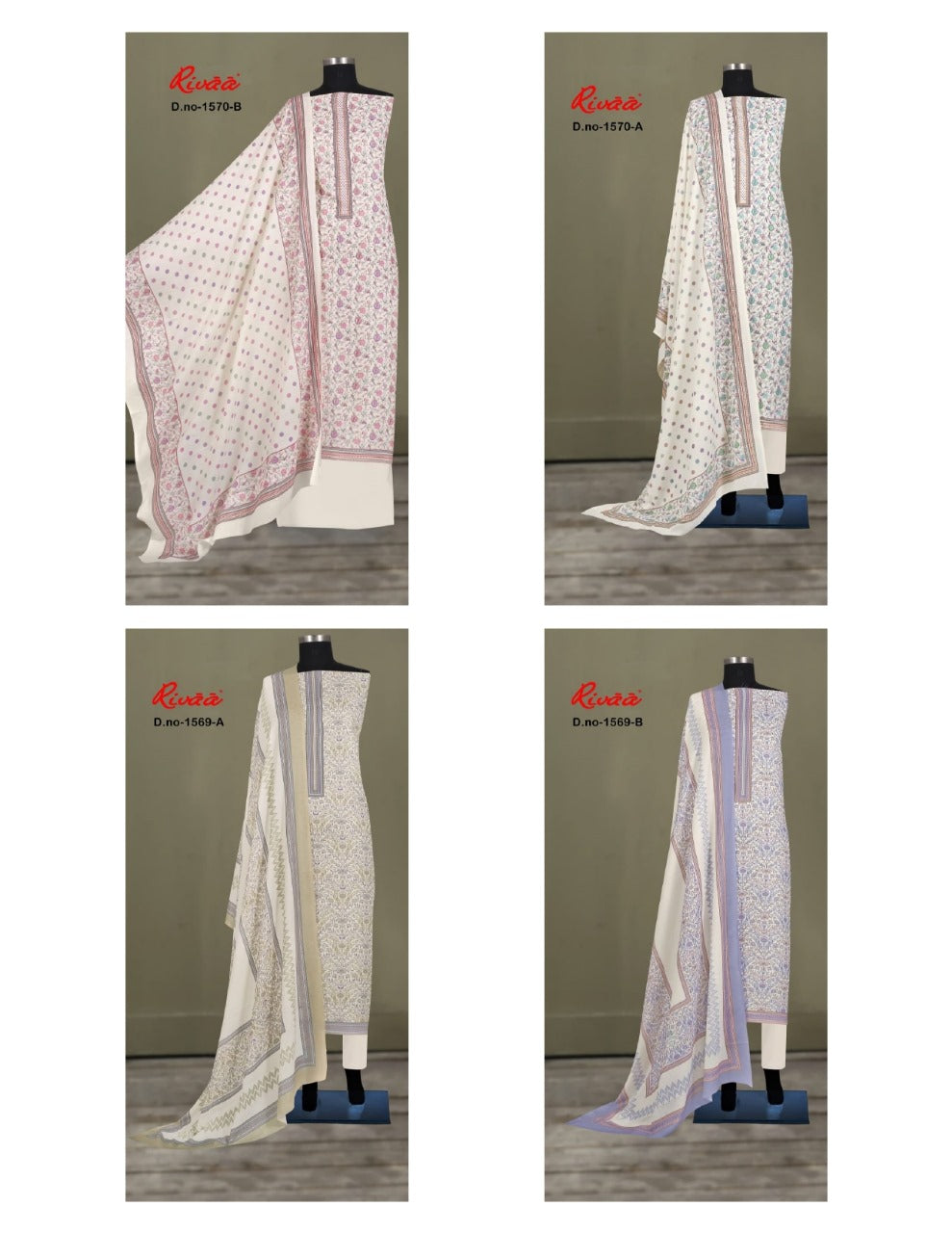 Design 1569 1570 Rivaa Pashmina Suits Wholesale Rate