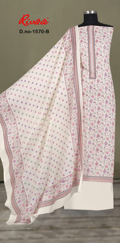 Design 1569 1570 Rivaa Pashmina Suits Wholesale Rate