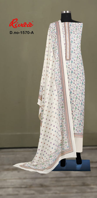 Design 1569 1570 Rivaa Pashmina Suits Wholesale Rate