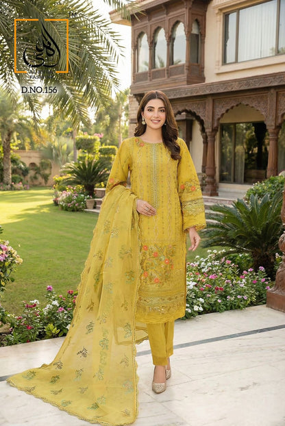 Design 156 Abcd Al Huda Fashion Organza Pakistani Readymade Suits Wholesale Price