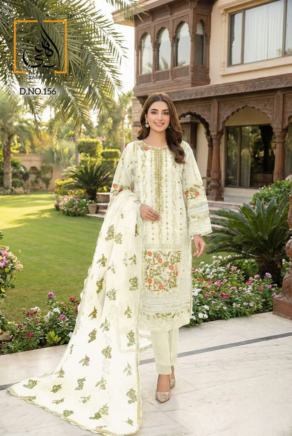 Design 156 Abcd Al Huda Fashion Organza Pakistani Readymade Suits Wholesale Price