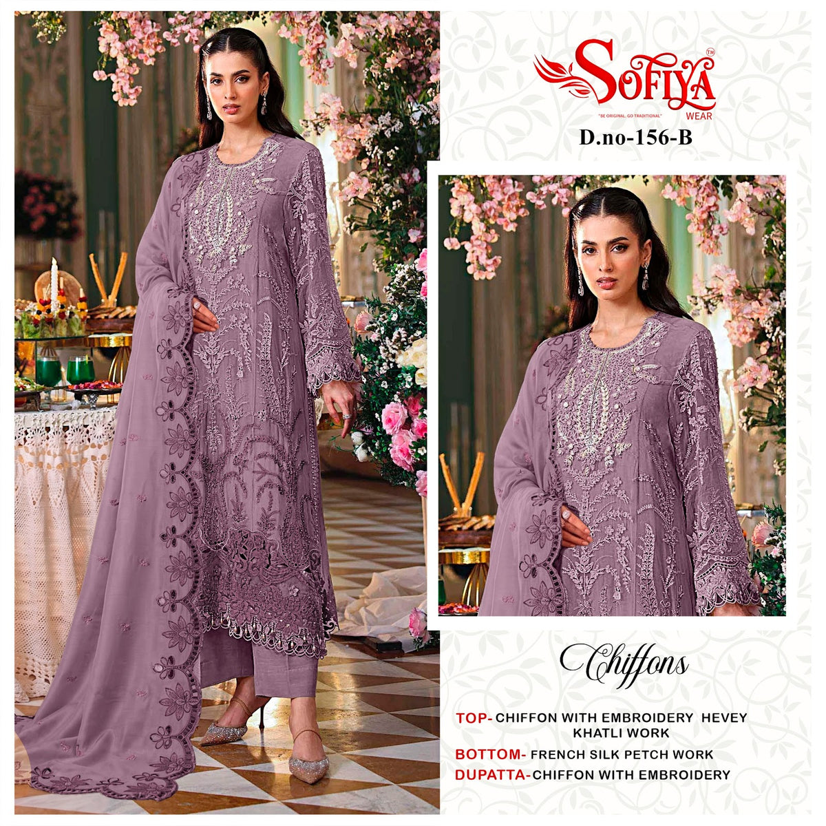 Design 156 Sofiya Chiffon Pakistani Salwar Suits Wholesale Rate