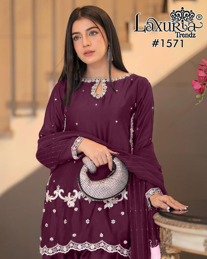 Design 1571 Laxuria Trendz Satin Pakistani Readymade Suits Manufacturer India