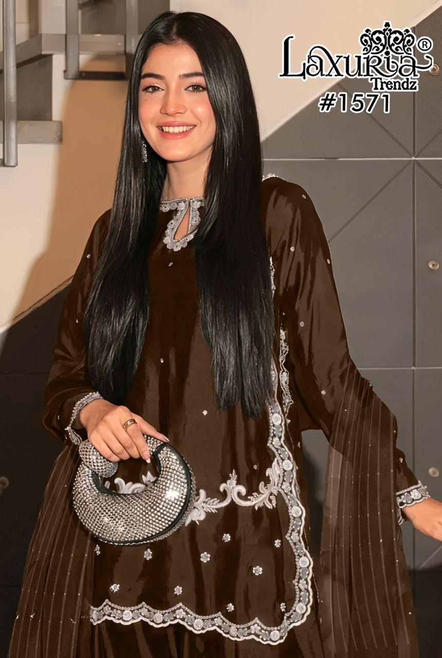 Design 1571 Laxuria Trendz Satin Pakistani Readymade Suits Manufacturer India