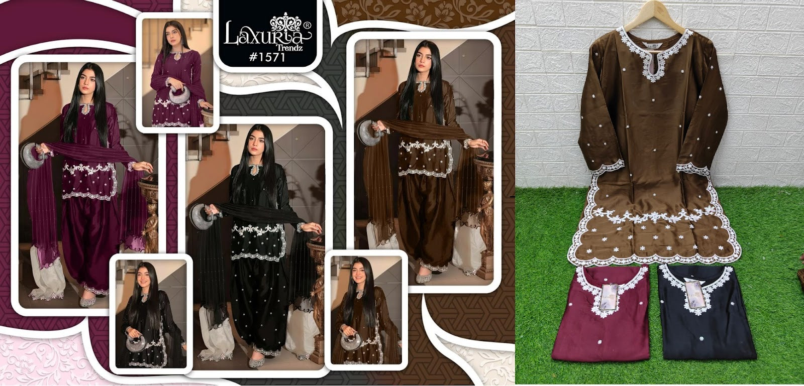 Design 1571 Laxuria Trendz Satin Pakistani Readymade Suits Manufacturer India