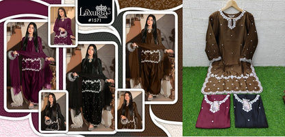 Design 1571 Laxuria Trendz Satin Pakistani Readymade Suits Manufacturer India