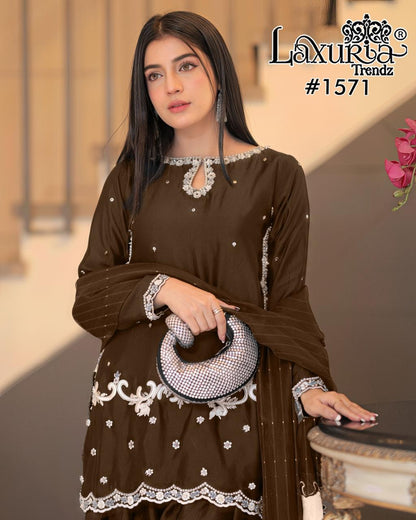 Design 1571 Laxuria Trendz Satin Pakistani Readymade Suits Manufacturer India