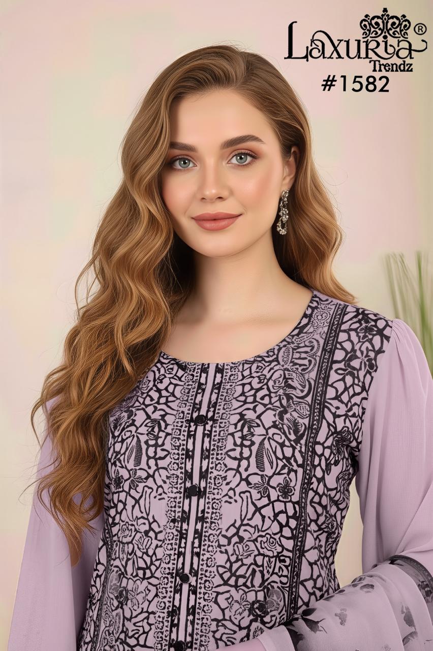 Design 1582 Laxuria Trendz Fox Georgette Pakistani Readymade Suits Supplier Ahmedabad
