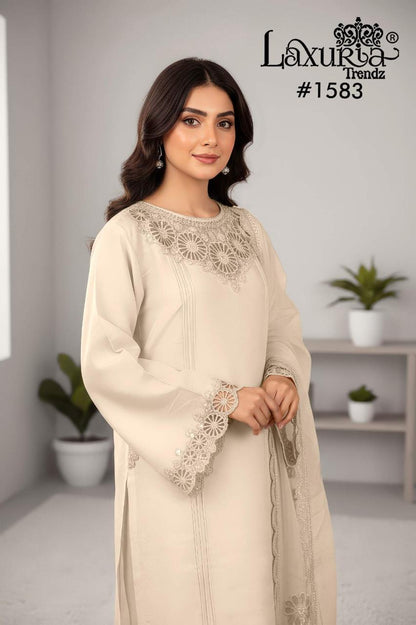 Design 1583 Laxuria Trendz Roman Pakistani Readymade Suits Manufacturer India
