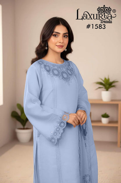 Design 1583 Laxuria Trendz Roman Pakistani Readymade Suits Manufacturer India