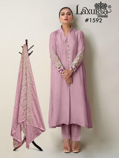 Design 1592 Laxuria Trendz Satin Pakistani Readymade Suits Wholesale