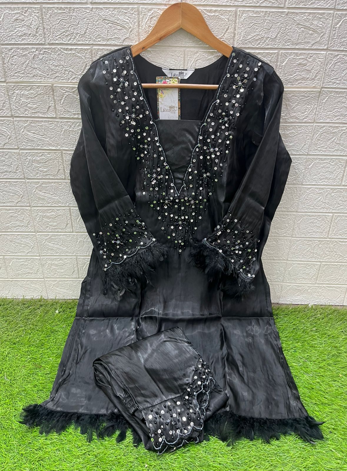 Design 1594 Laxuria Trendz Satin Kurti Pant Set Supplier India