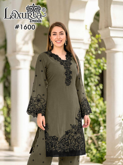 Design 1600 Laxuria Trendz Fox Georgette Pakistani Readymade Suits Supplier India