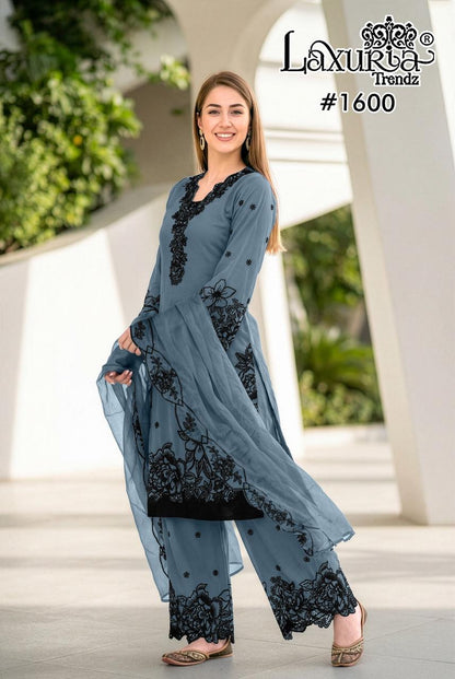 Design 1600 Laxuria Trendz Fox Georgette Pakistani Readymade Suits Supplier India