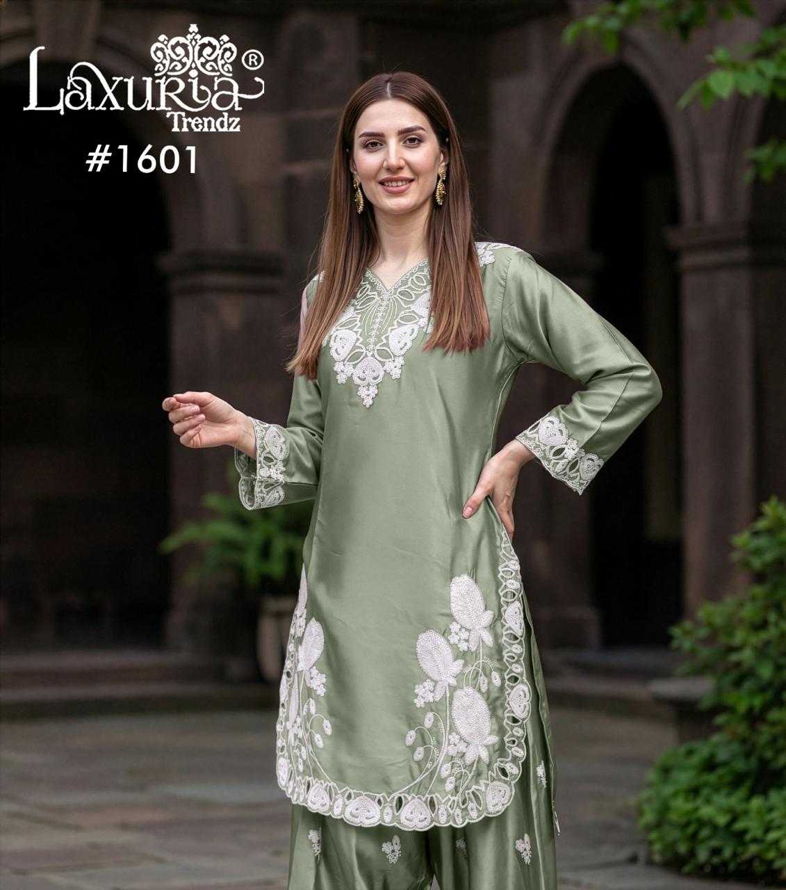 Design 1601 Laxuria Trendz Satin Pakistani Readymade Suits Manufacturer Ahmedabad