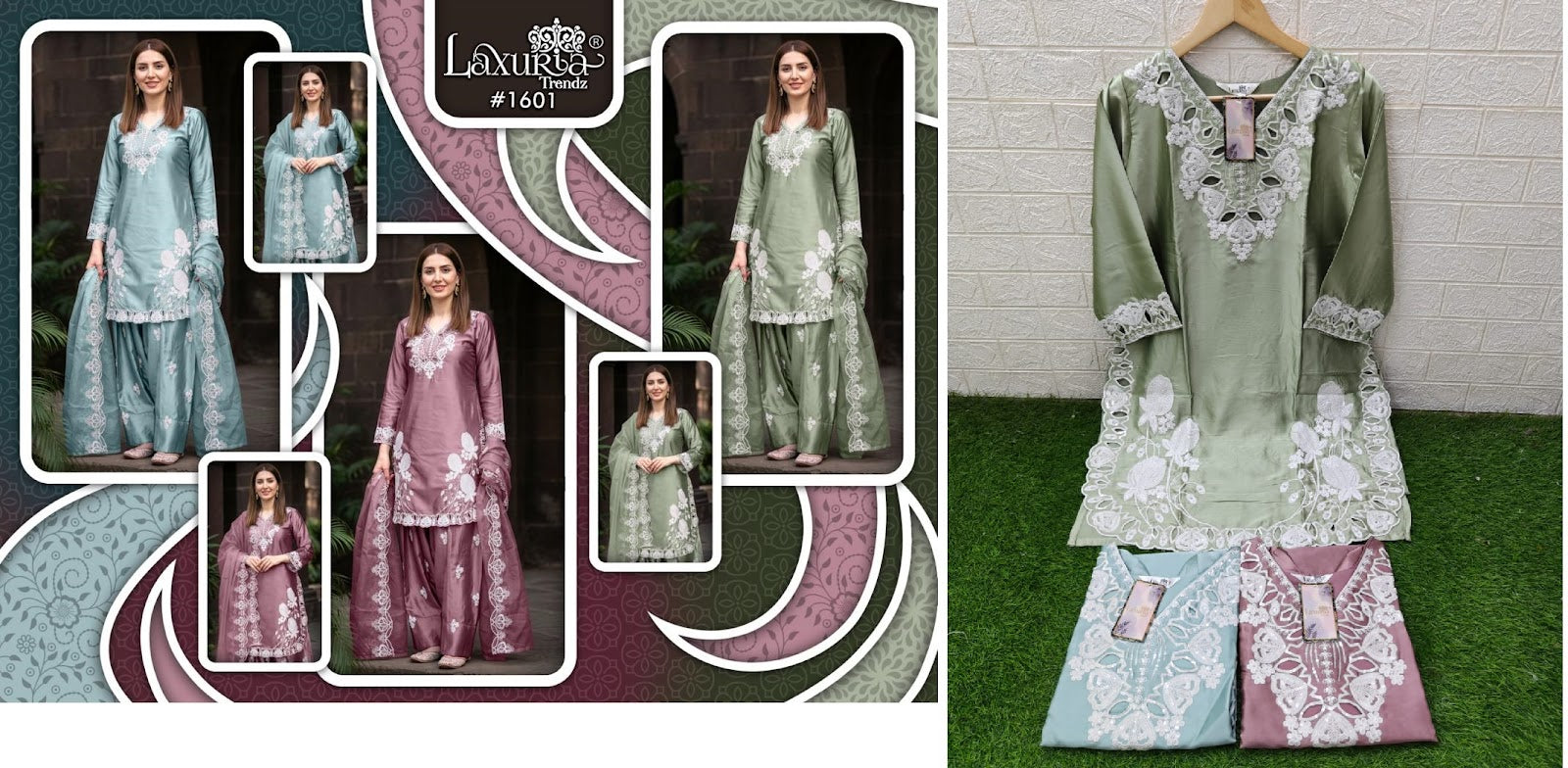 Design 1601 Laxuria Trendz Satin Pakistani Readymade Suits Manufacturer Ahmedabad