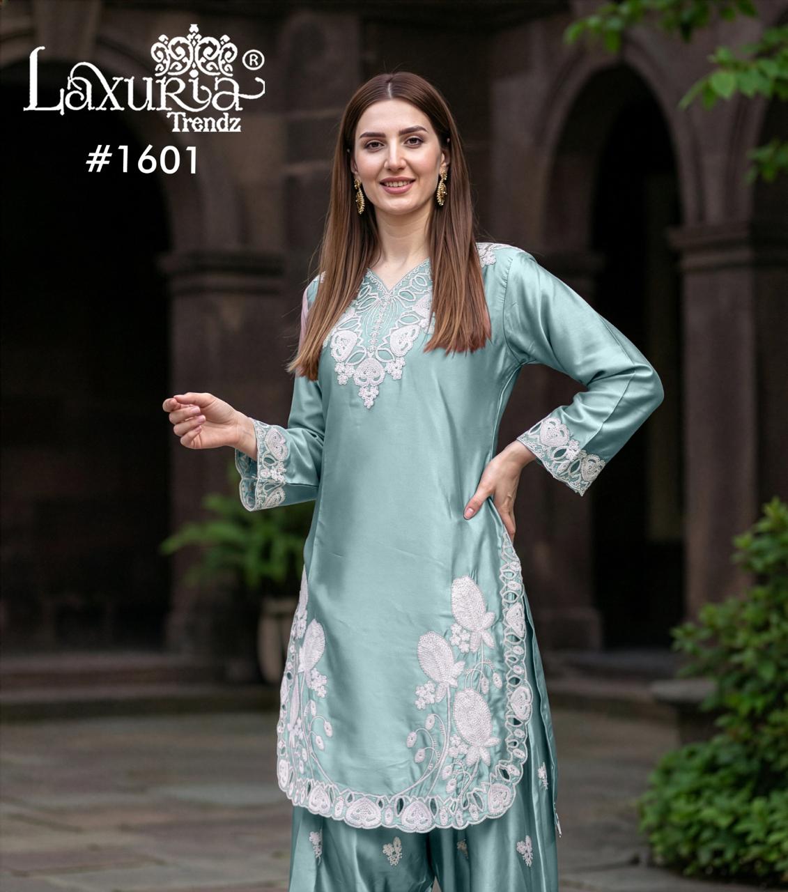 Design 1601 Laxuria Trendz Satin Pakistani Readymade Suits Manufacturer Ahmedabad