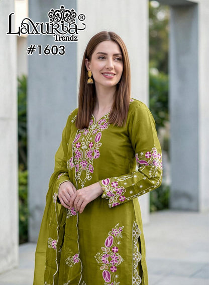 Design 1603 Laxuria Trendz Roman Pakistani Readymade Suits Wholesale Price