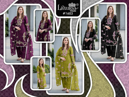 Design 1603 Laxuria Trendz Roman Pakistani Readymade Suits Wholesale Price