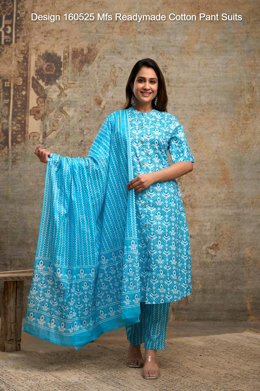 Design 160525 Mfs Readymade Cotton Pant Suits Wholesale