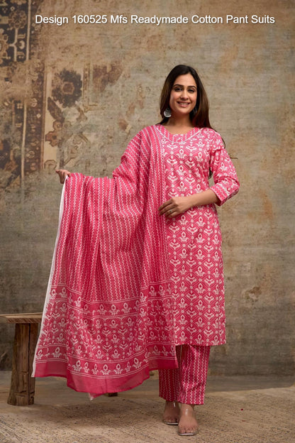 Design 160525 Mfs Readymade Cotton Pant Suits Wholesale