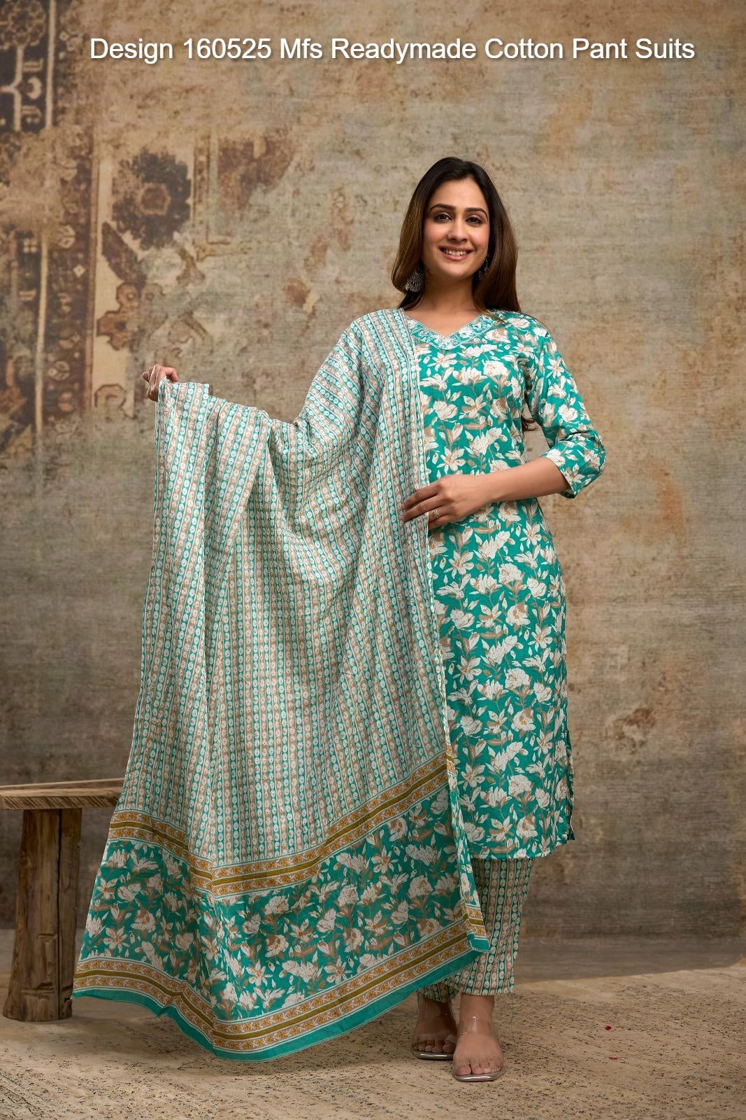 Design 160525 Mfs Readymade Cotton Pant Suits Wholesale