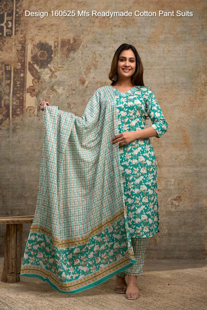 Design 160525 Mfs Readymade Cotton Pant Suits Wholesale