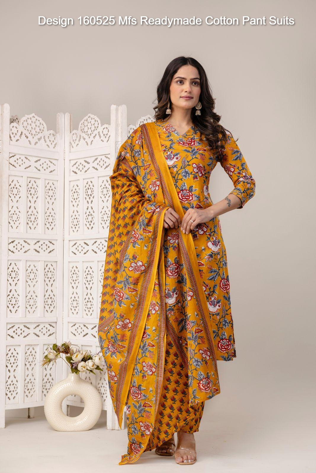 Design 160525 Mfs Readymade Cotton Pant Suits Wholesale