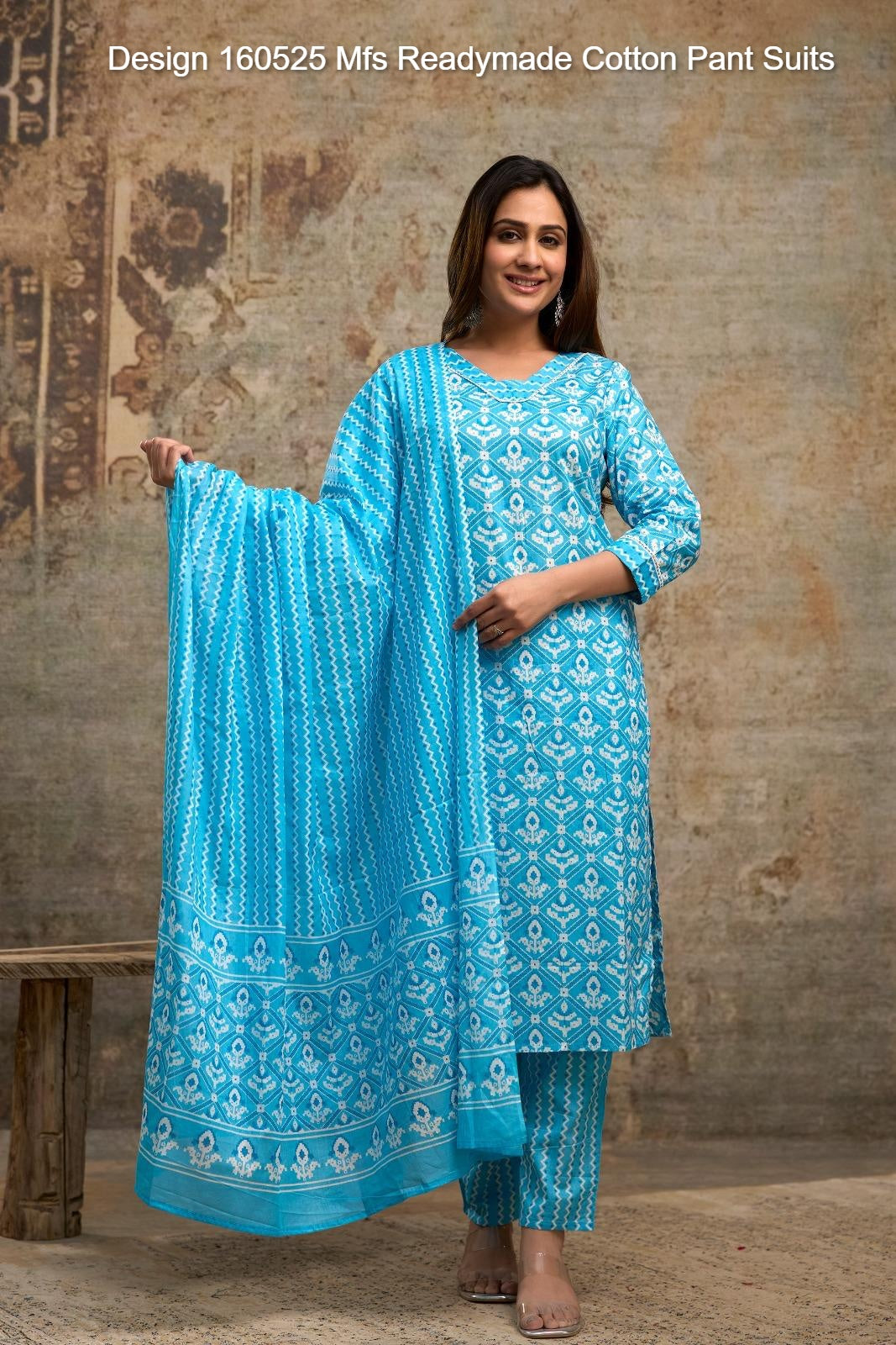 Design 160525 Mfs Readymade Cotton Pant Suits Wholesale