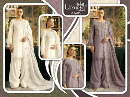 Design 1605 Laxuria Trendz Satin Pakistani Readymade Suits Manufacturer Ahmedabad