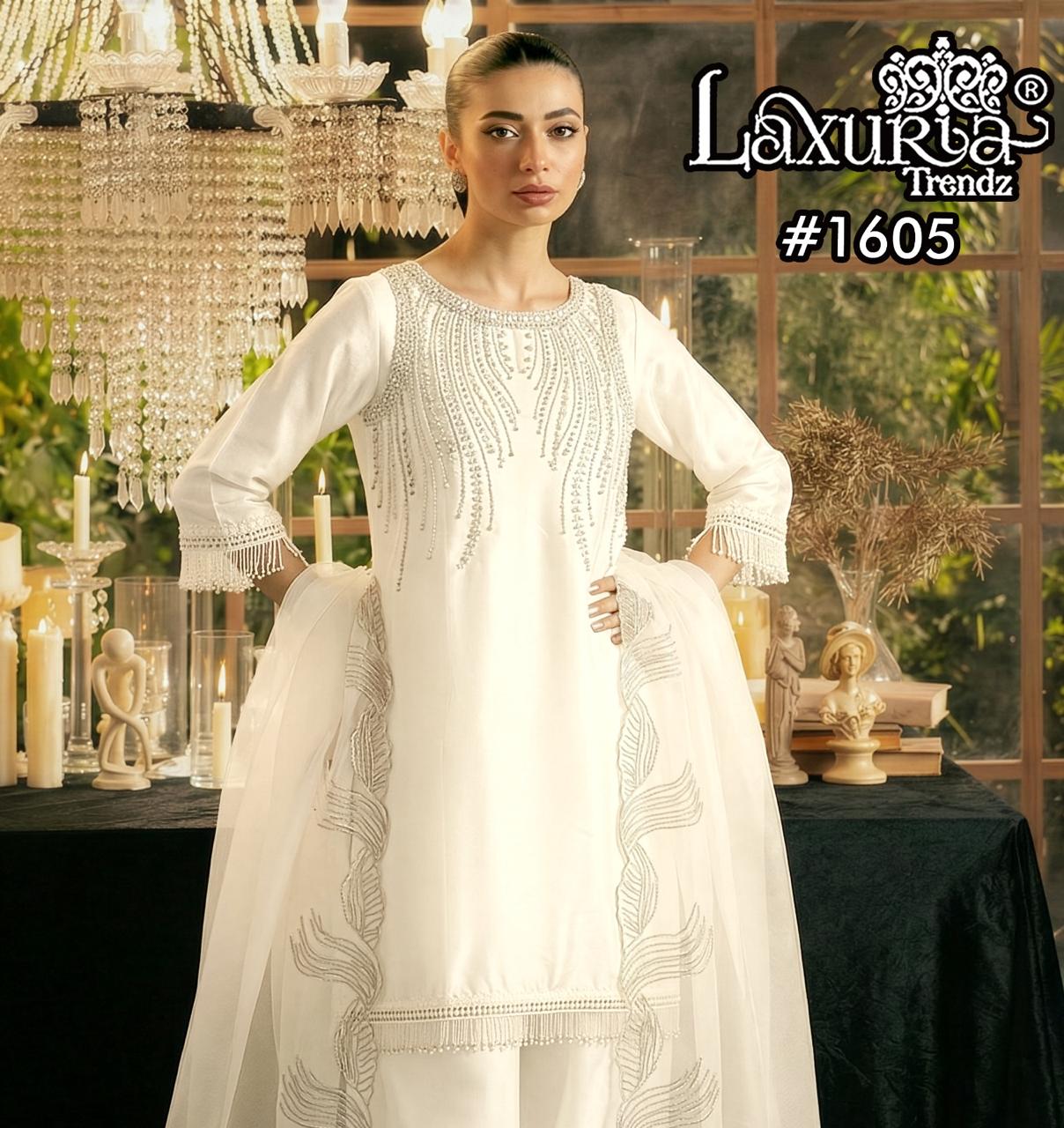 Design 1605 Laxuria Trendz Satin Pakistani Readymade Suits Manufacturer Ahmedabad