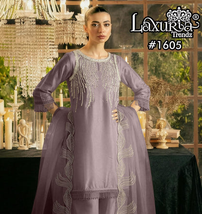 Design 1605 Laxuria Trendz Satin Pakistani Readymade Suits Manufacturer Ahmedabad