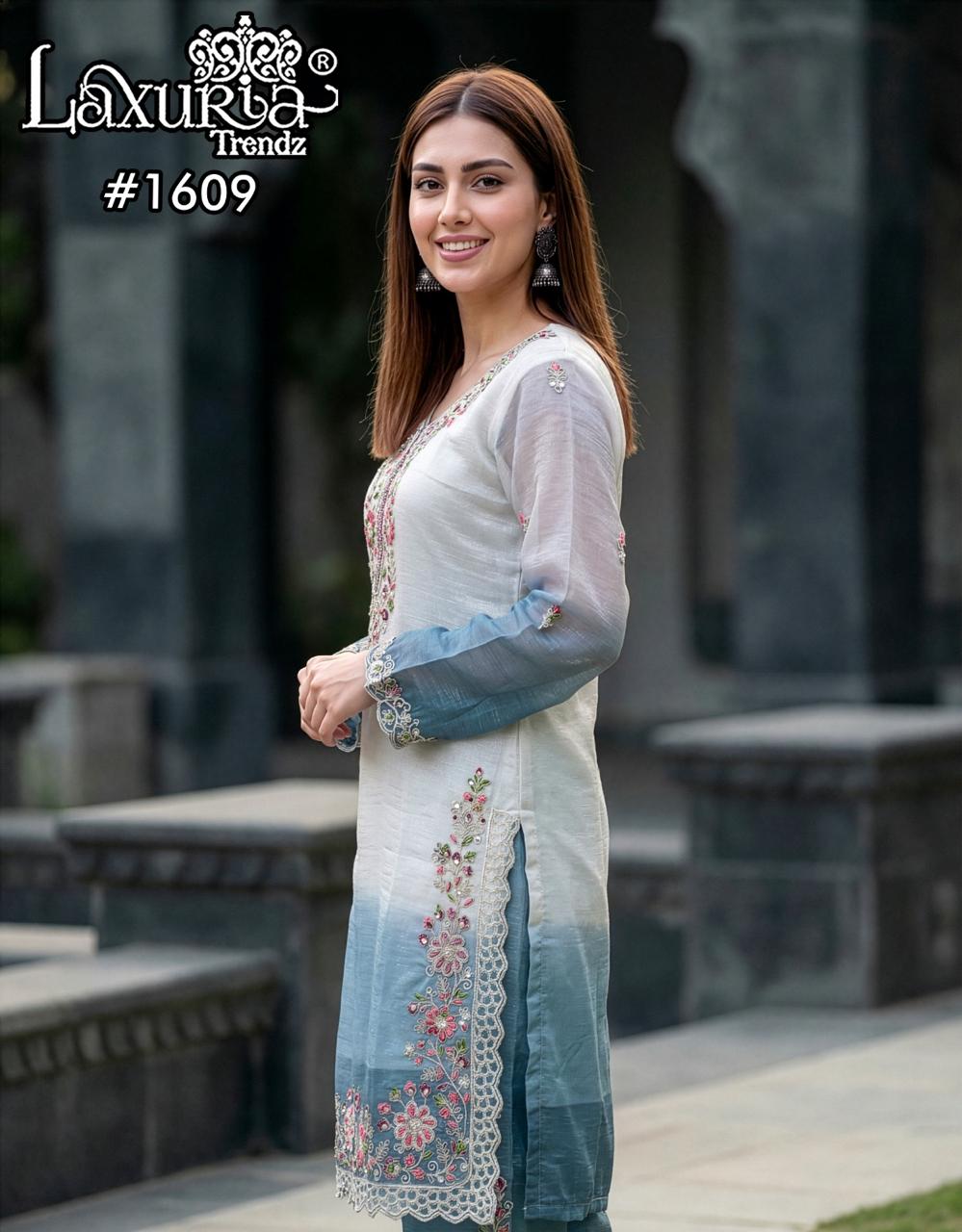 Design 1609 Laxuria Trendz Pakistani Readymade Suits Supplier India