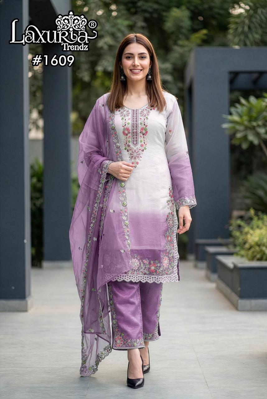 Design 1609 Laxuria Trendz Pakistani Readymade Suits Supplier India