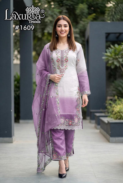 Design 1609 Laxuria Trendz Pakistani Readymade Suits Supplier India