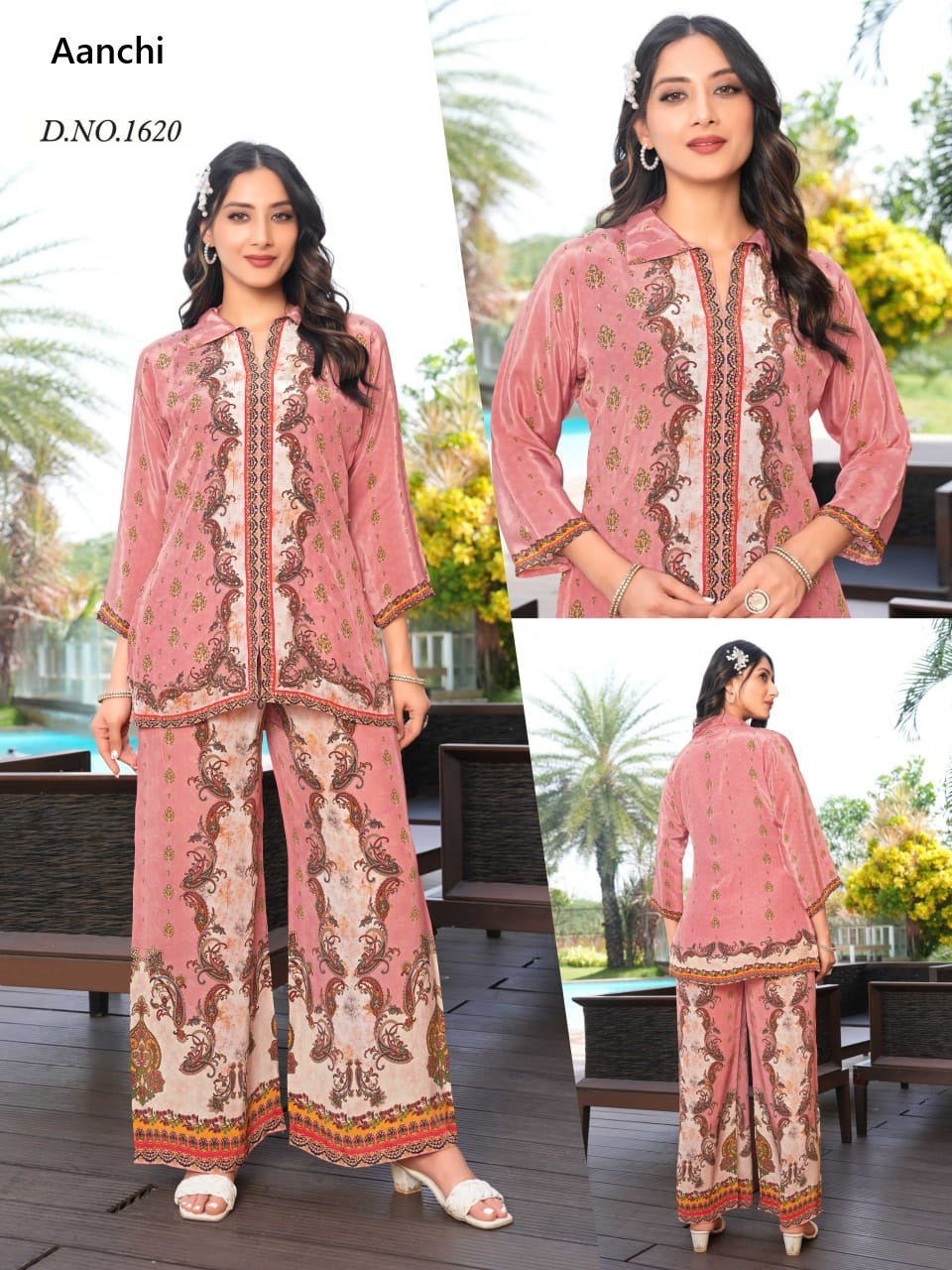 Design 1618-1620-1624-1627 Aanchi Natural Crape Co Ord Set Manufacturer Ahmedabad