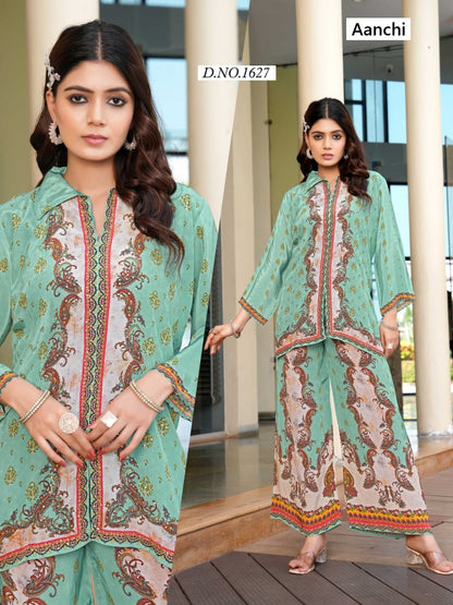 Design 1618-1620-1624-1627 Aanchi Natural Crape Co Ord Set Manufacturer Ahmedabad