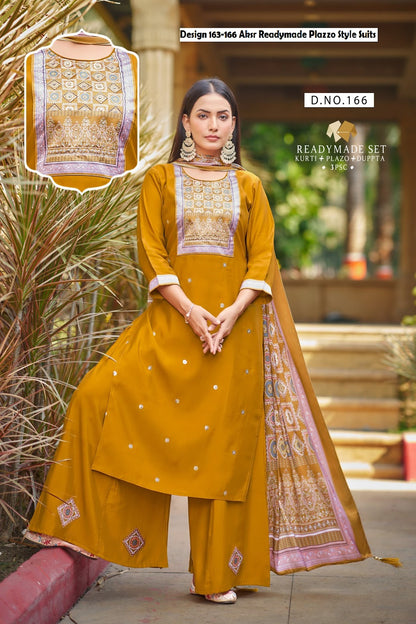 Design 163-166 Aksr Vatican Readymade Plazzo Style Suits Manufacturer Gujarat